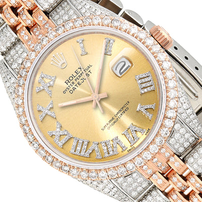 Rolex Datejust 12CT Natural Diamond Stainless Steel White Rose Yellow Watch 36mm