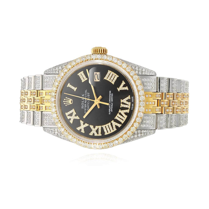 Rolex Datejust Custom Iced Black Gold Roman Diamond Dial Jubilee Band 36mm Watch - WJD Exclusives