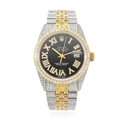 Rolex Datejust Custom Iced Black Gold Roman Diamond Dial Jubilee Band 36mm Watch - WJD Exclusives
