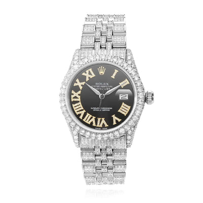 Rolex Datejust 9.5Ct Natural Diamond Jubilee Band Bezel Black Dial 36mm Watch - WJD Exclusives
