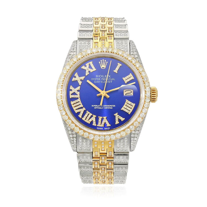 Rolex Datejust Custom Iced Blue Roman Diamond Dial Jubilee Band 36mm Watch - WJD Exclusives