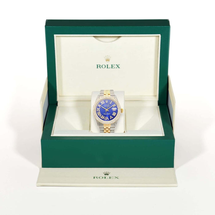 Rolex Datejust Jubilee Band Custom Diamond Bezel Blue Dial 36mm Watch - WJD Exclusives