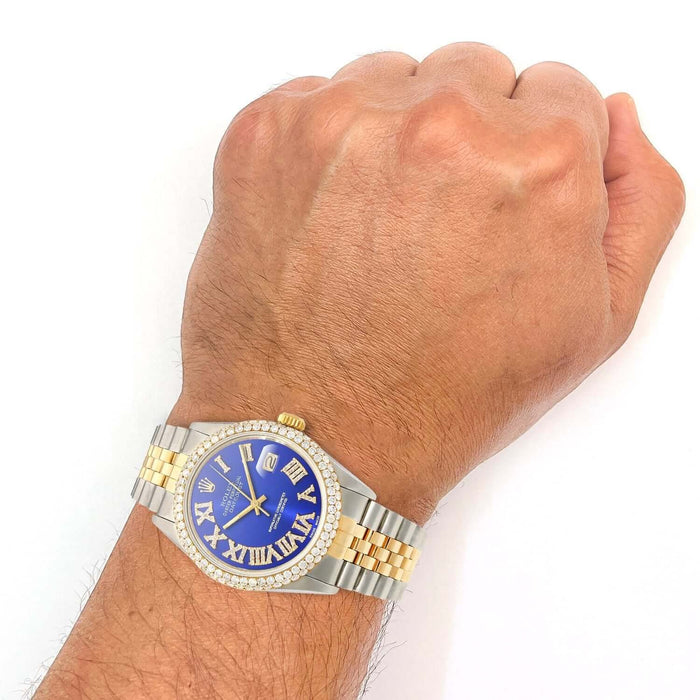 Rolex Datejust Jubilee Band Custom Diamond Bezel Blue Dial 36mm Watch - WJD Exclusives