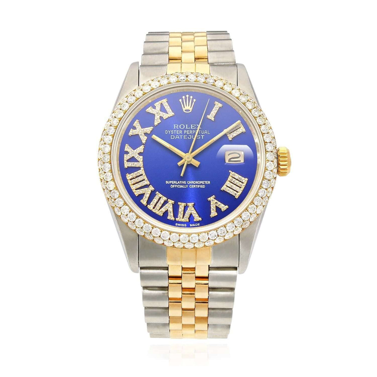 Rolex Datejust Jubilee Band Custom Diamond Bezel Blue Dial 36mm Watch - WJD Exclusives
