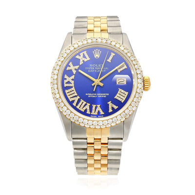 Rolex Datejust Jubilee Band Custom Diamond Bezel Blue Dial 36mm Watch - WJD Exclusives