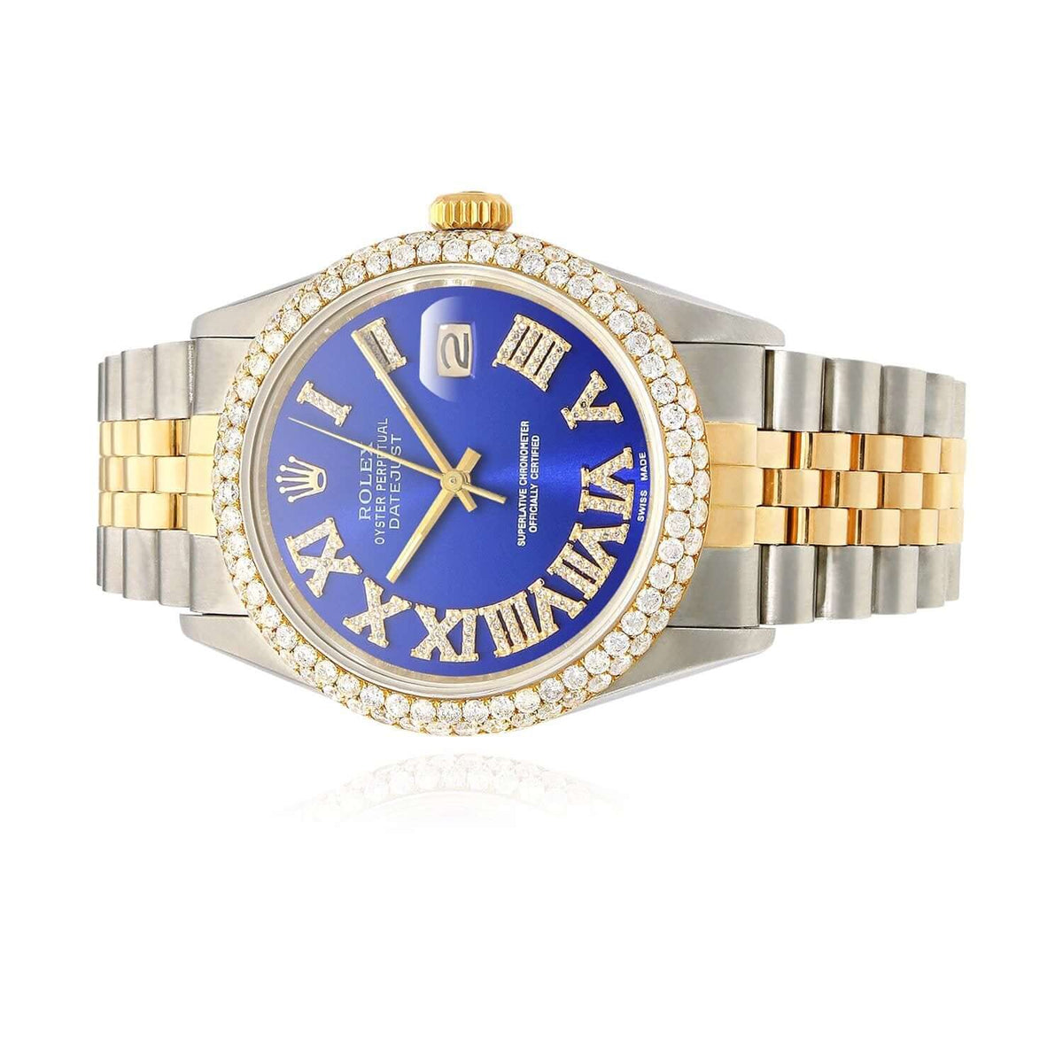 Rolex Datejust Jubilee Band Custom Diamond Bezel Blue Dial 36mm Watch - WJD Exclusives
