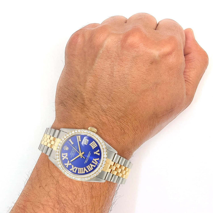 Rolex Datejust Jubilee Band 4.50Ct Natural Diamond Bezel Blue Dial 36mm Watch - WJD Exclusives