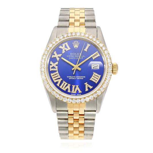 Rolex Datejust Jubilee Band 4.50Ct Real Diamond Bezel Blue Dial 36mm Watch