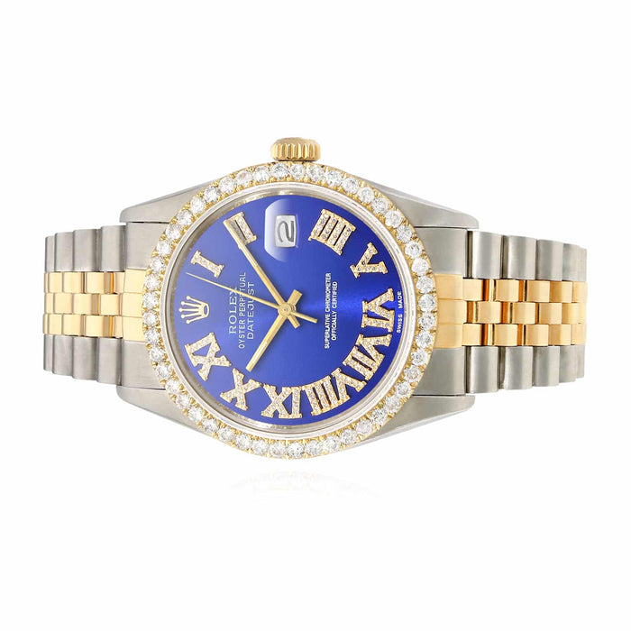 Rolex Datejust Jubilee Band 4.50Ct Natural Diamond Bezel Blue Dial 36mm Watch - WJD Exclusives
