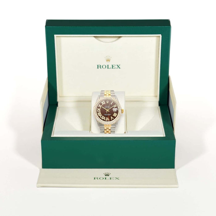Rolex Datejust Jubilee Band Custom Diamond Bezel Brown Dial 36mm Watch - WJD Exclusives