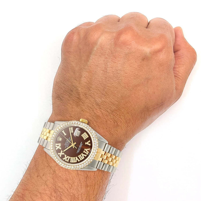 Rolex Datejust Jubilee Band Custom Diamond Bezel Brown Dial 36mm Watch - WJD Exclusives