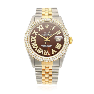 Rolex Datejust Jubilee Band Custom Diamond Bezel Brown Dial 36mm Watch - WJD Exclusives