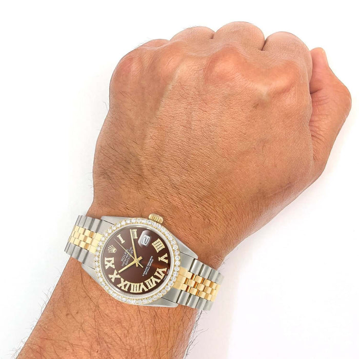Rolex Datejust Jubilee 4.50Ct Natural Diamond Bezel Brown Dial 36mm Watch - WJD Exclusives