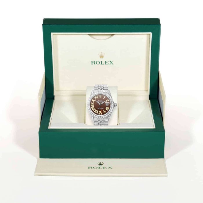 Rolex Datejust Natural Diamond Jubilee Band Diamond Bezel Brown Dial 36mm Watch - WJD Exclusives