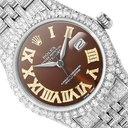 Rolex Datejust Natural Diamond Jubilee Band Diamond Bezel Brown Dial 36mm Watch