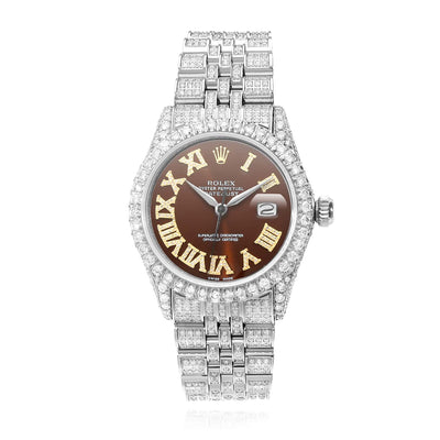 Rolex Datejust Natural Diamond Jubilee Band Diamond Bezel Brown Dial 36mm Watch - WJD Exclusives
