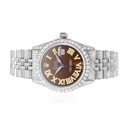 Rolex Datejust Real Diamond Jubilee Band Diamond Bezel Brown Dial 36mm Watch