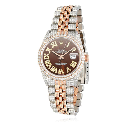 Rolex Datejust 12CTW Natural Diamond White Rose Stainless Steel Brown Watch 36mm - WJD Exclusives