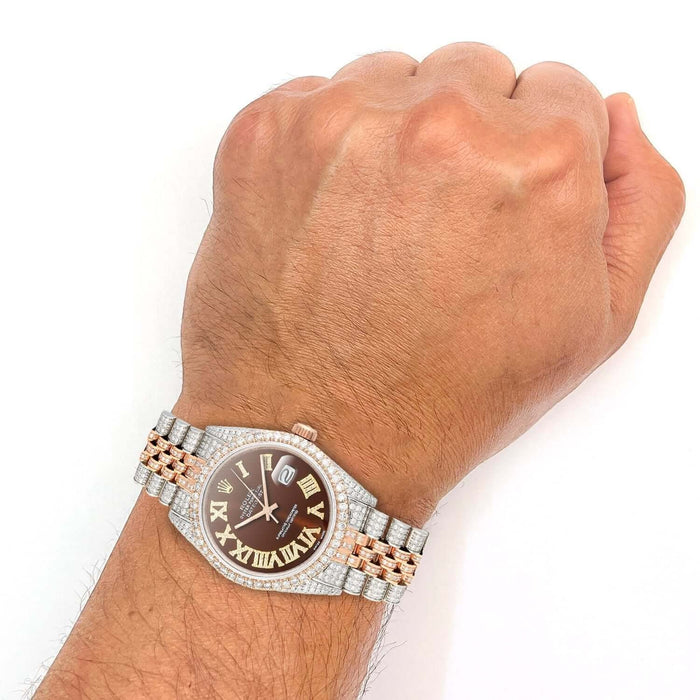 Rolex Datejust 12CTW Natural Diamond White Rose Stainless Steel Brown Watch 36mm - WJD Exclusives