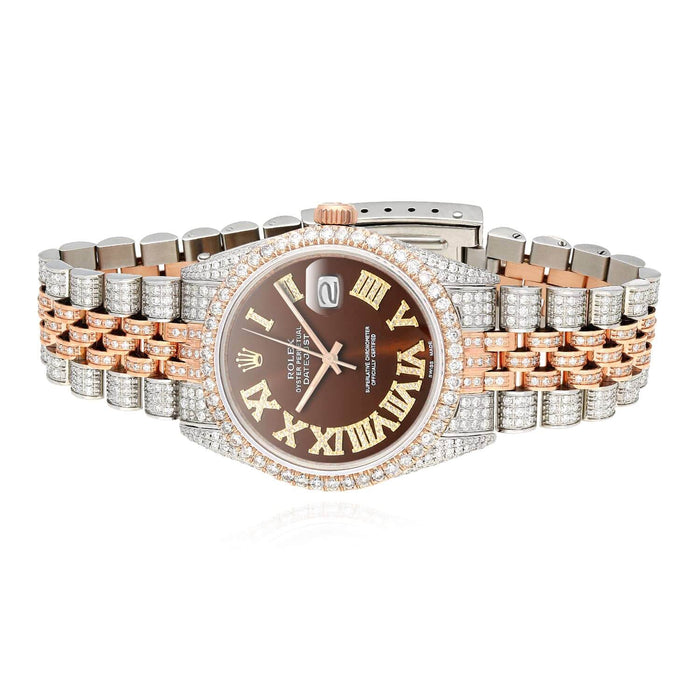 Rolex Datejust 12CTW Natural Diamond White Rose Stainless Steel Brown Watch 36mm - WJD Exclusives