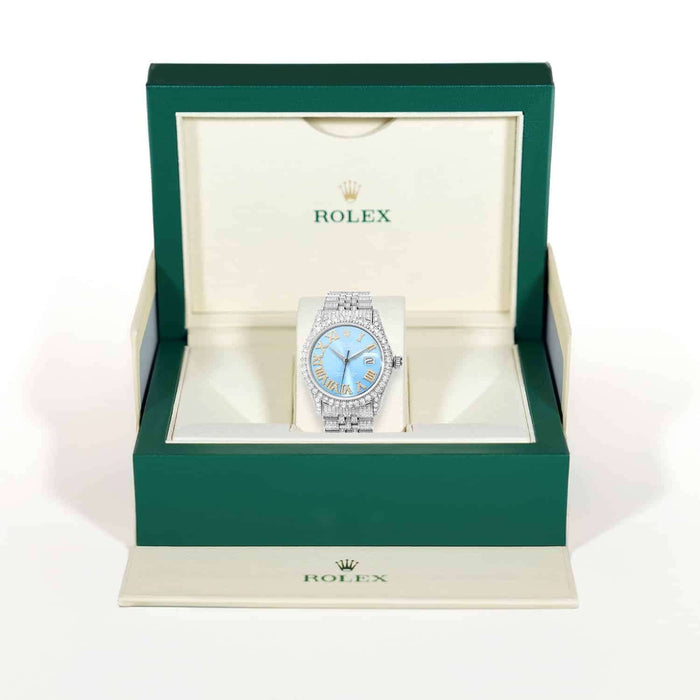 Rolex Datejust Natural Diamond Jubilee Band Bezel Sky Blue Dial 36mm Watch - WJD Exclusives