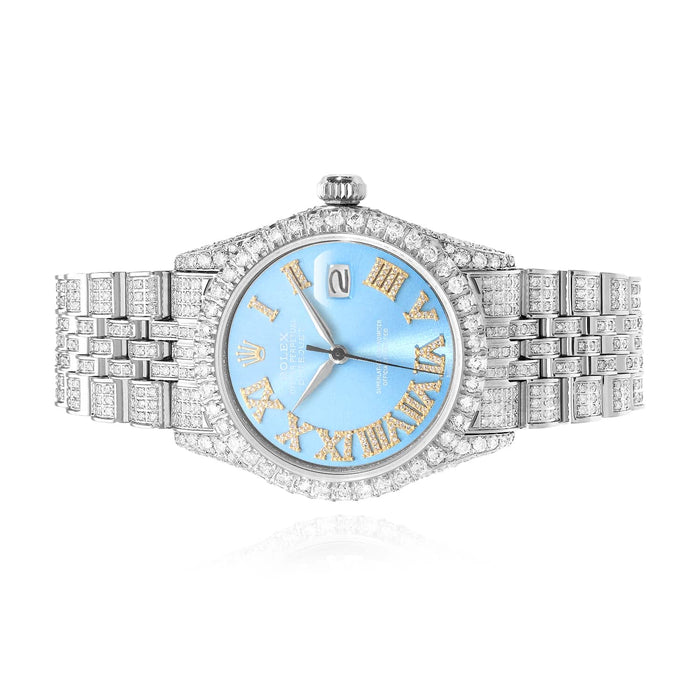 Rolex Datejust Natural Diamond Jubilee Band Bezel Sky Blue Dial 36mm Watch - WJD Exclusives