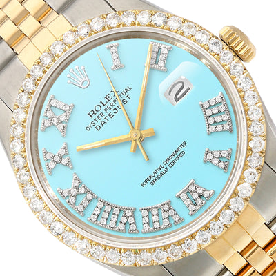 Rolex Datejust Jubilee 4.5C Natural Diamond Bezel Turquoise Blue Dial 36mm Watch