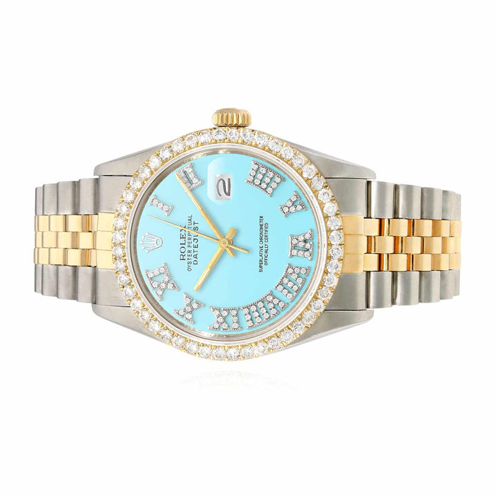 Rolex Datejust Jubilee 4.5C Natural Diamond Bezel Turquoise Blue Dial 36mm Watch - WJD Exclusives