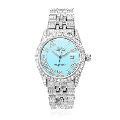 Rolex Datejust 9.5Ct Diamond Jubilee Band Bezel Turquoise Blue Dial 36mm Watch - WJD Exclusives