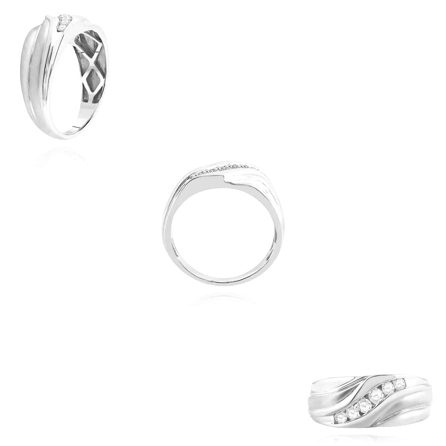 0.33CTW Real Diamond 10K Real Gold Wave Band Ring