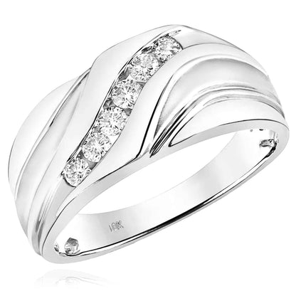 0.33CTW Real Diamond 10K Real Gold Wave Band Ring