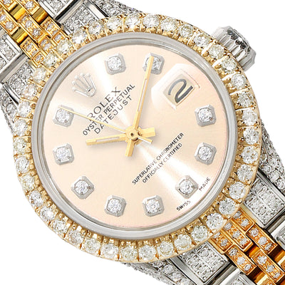 26mm Rolex Datejust 69173 Diamond Jubilee Band Diamond Dial Bezel Cream Watch