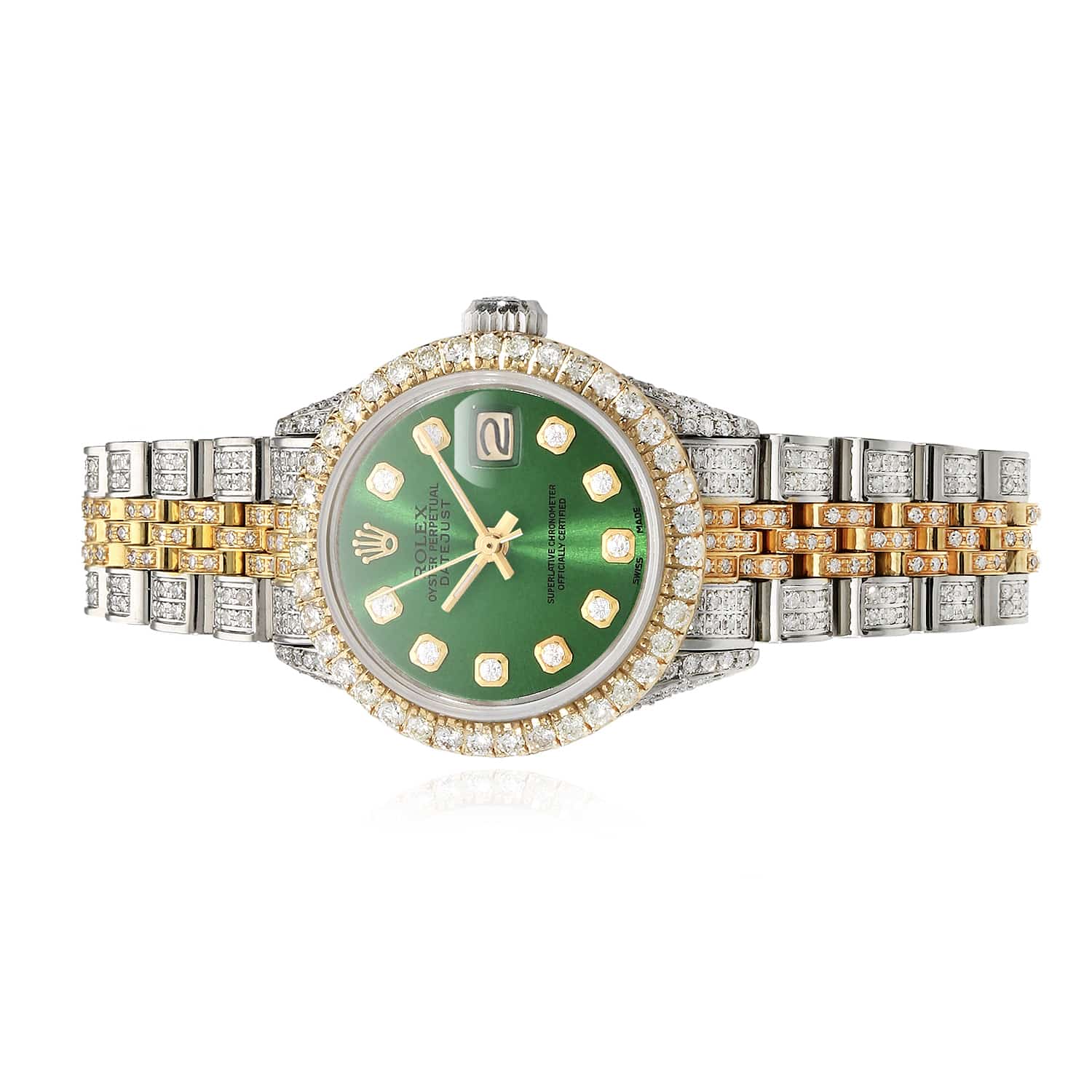Rolex Datejust 69173 Diamond Pave Jubilee Diamond Dial Bezel Green