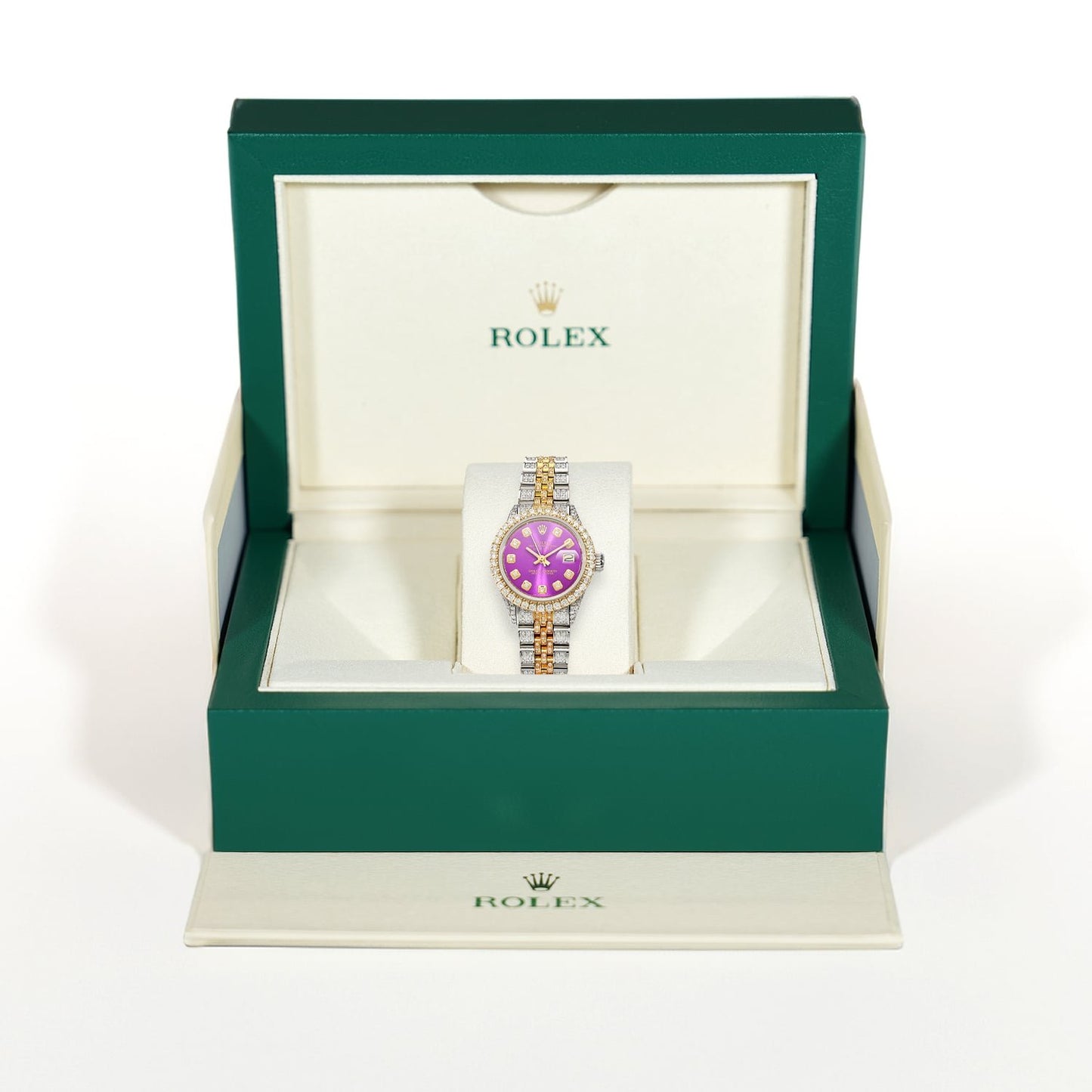 Rolex Datejust Custom Diamond Jubilee Band Diamond Dial Bezel Purple 26mm Watch