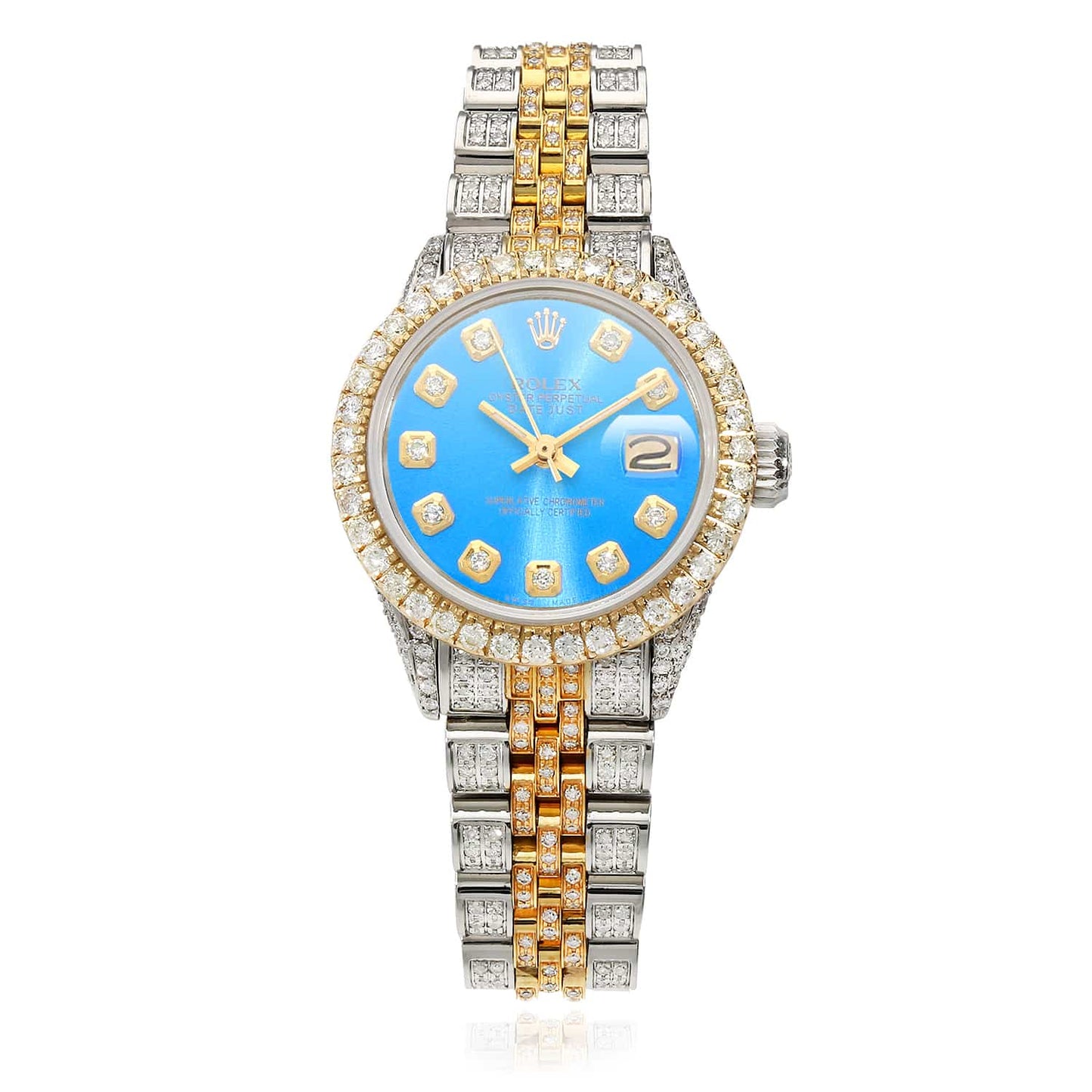 Rolex Datejust Diamond Jubilee Band Diamond Dial Bezel Sky Blue 26mm Watch