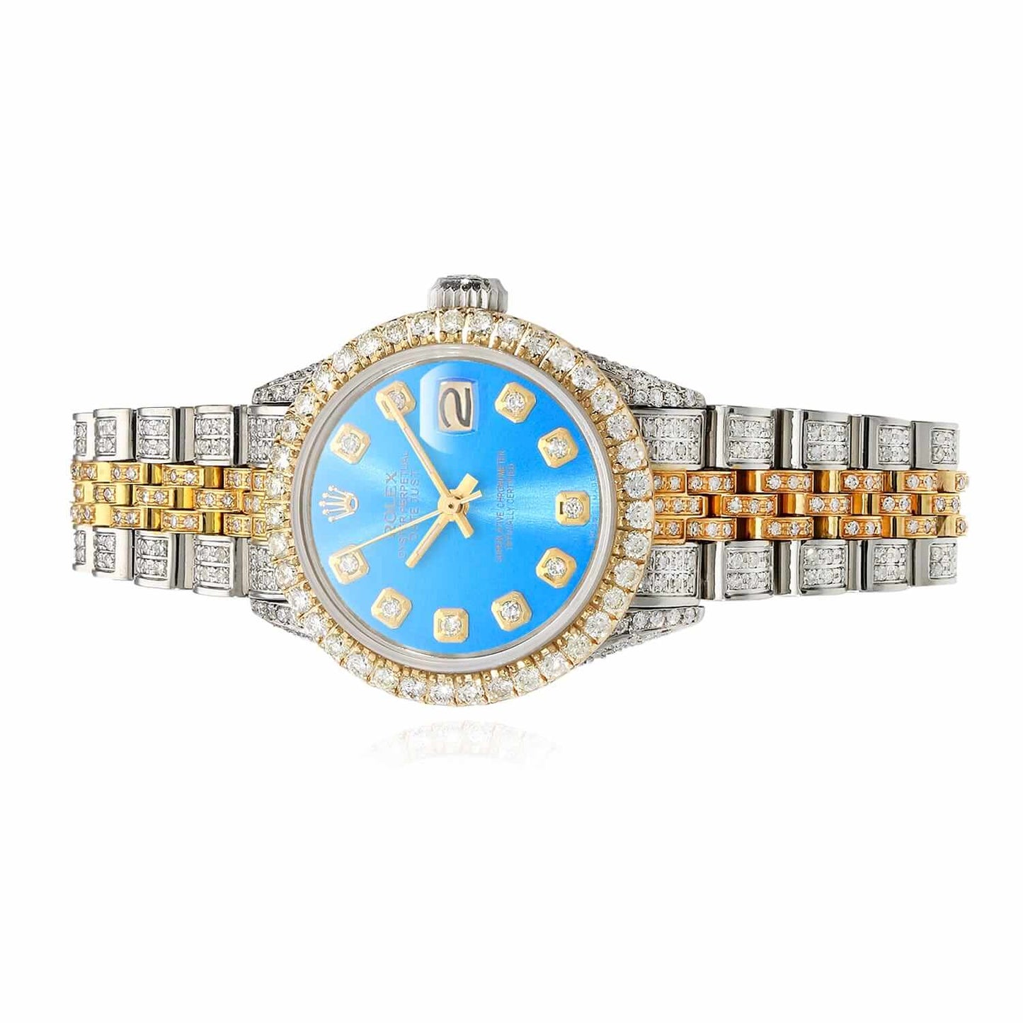 Rolex Datejust Diamond Jubilee Band Diamond Dial Bezel Sky Blue 26mm Watch