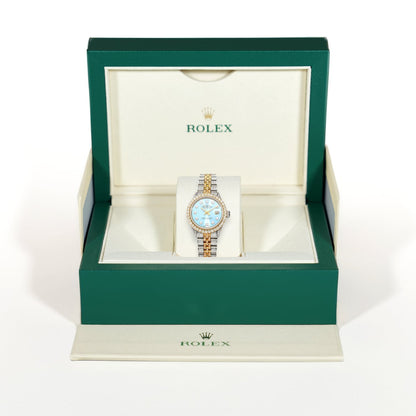 Rolex Datejust Diamond Jubilee Band Diamond Dial Bezel Light Blue 26mm Watch