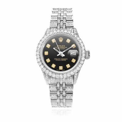 Rolex Datejust 26mm Pave Jubilee Band Diamond Dial Bezel Black Onyx Watch - WJD Exclusives