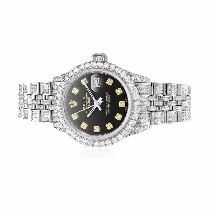 Rolex Datejust 26mm Pave Jubilee Band Diamond Dial Bezel Black Onyx Watch - WJD Exclusives
