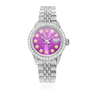 Rolex Datejust 26mm Diamond Pave Jubilee Band Diamond Bezel Purple Watch - WJD Exclusives