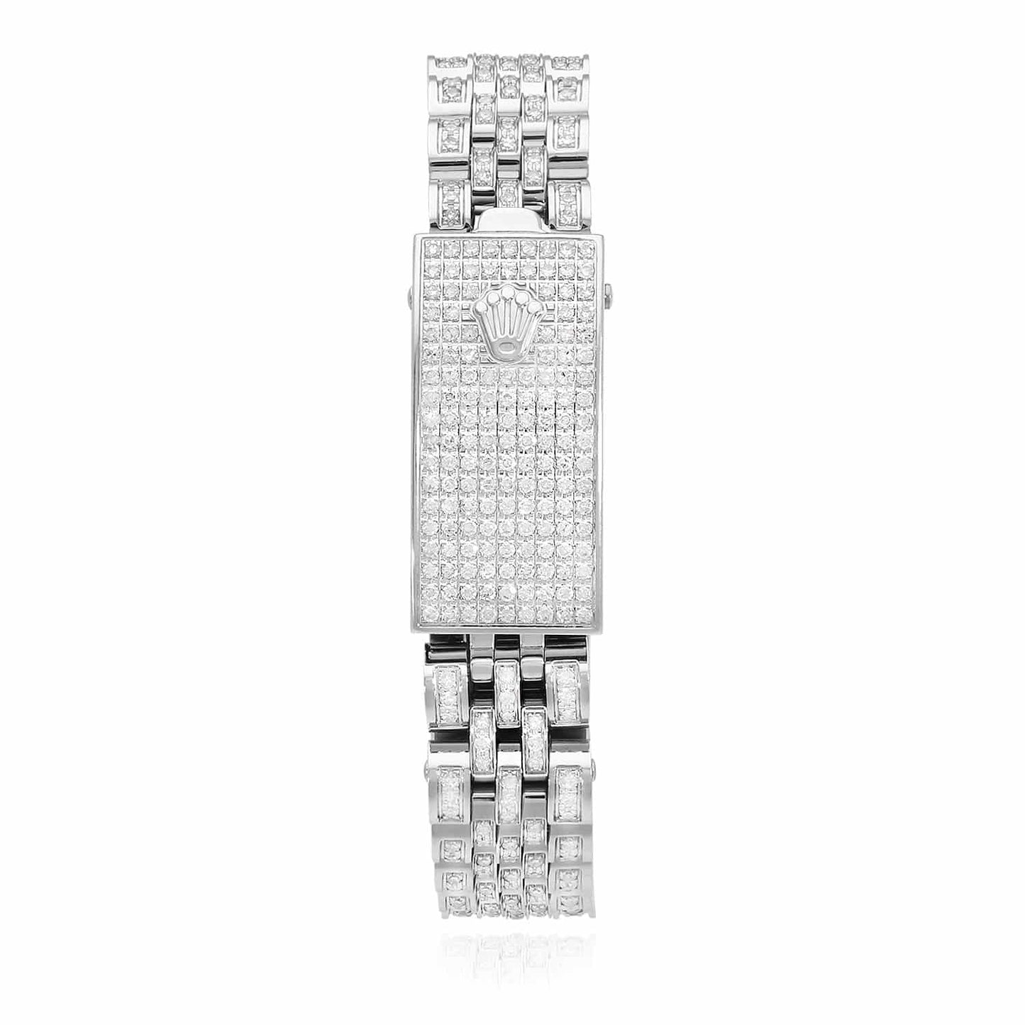 Rolex Datejust Pave Jubilee Band Diamond Bezel Red Ruby Dial 26mm Watch