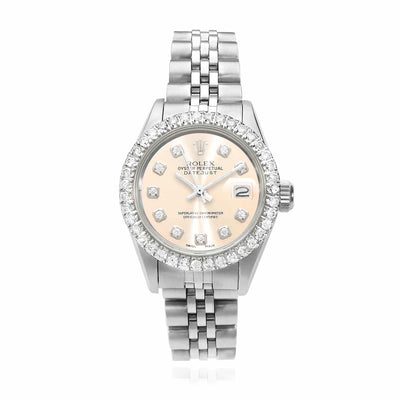 Rolex Datejust 26mm Custom Jubilee Band Diamond Bezel Cream Dial Watch - WJD Exclusives