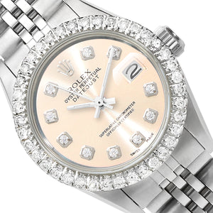 26mm Rolex Datejust Custom Jubilee Band Diamond 18K Gold Bezel Cream Dial Watch