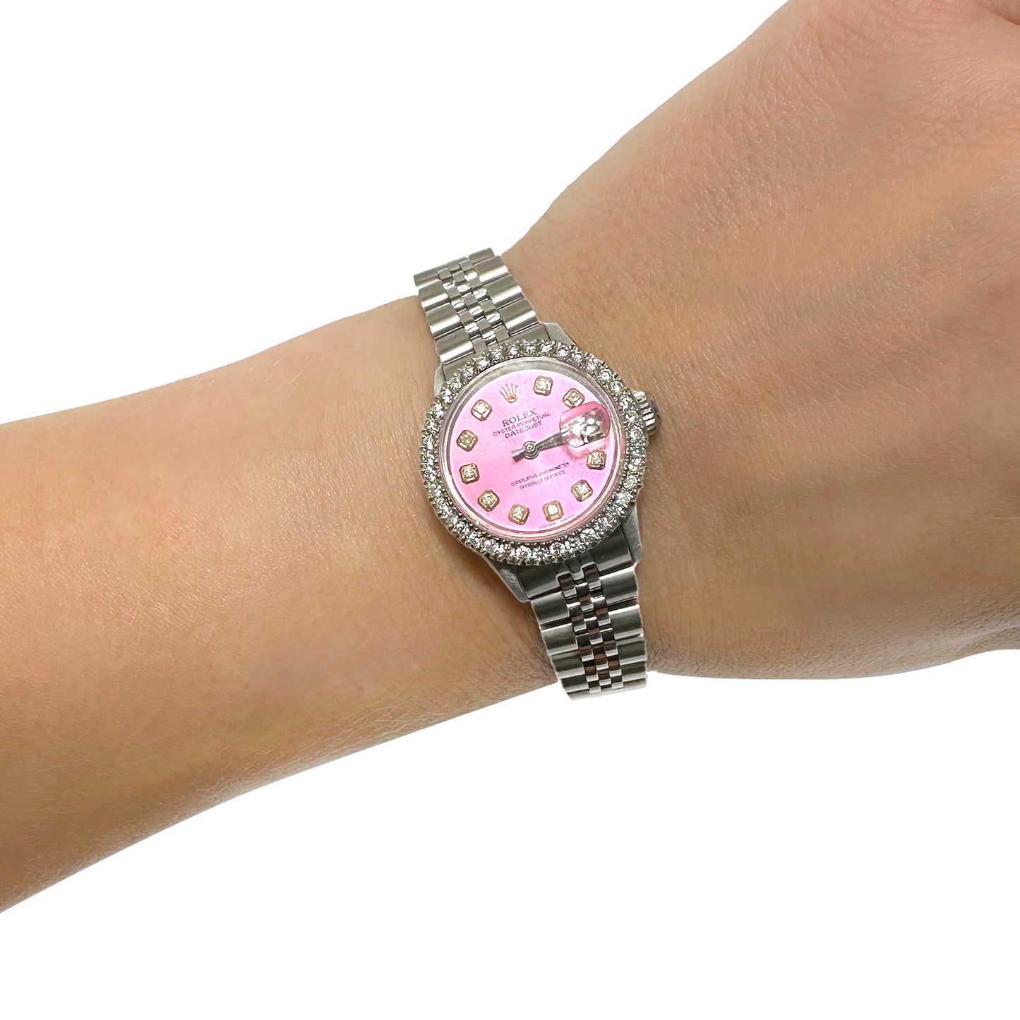 Rolex Datejust 26mm Custom Jubilee Band Diamond Bezel Purple Dial Watch