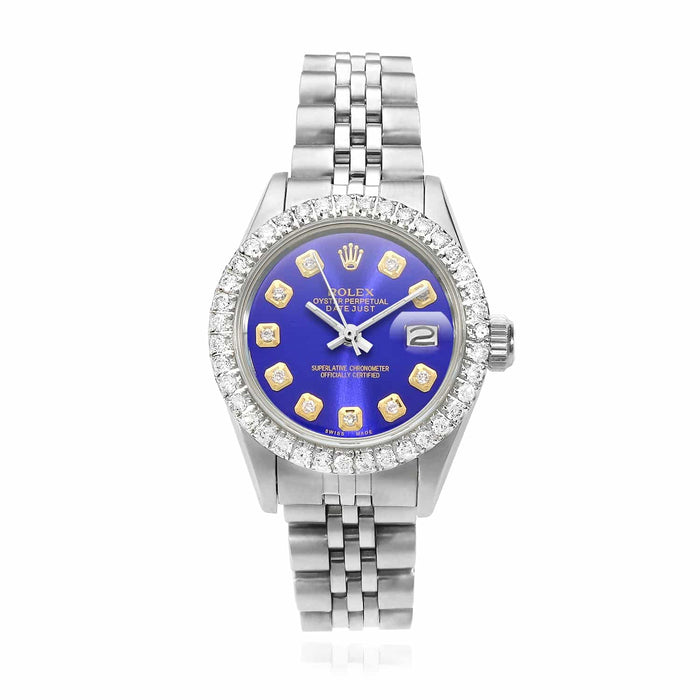 Rolex Datejust 26mm Custom Jubilee Band Diamond Bezel Blue Dial Watch - WJD Exclusives