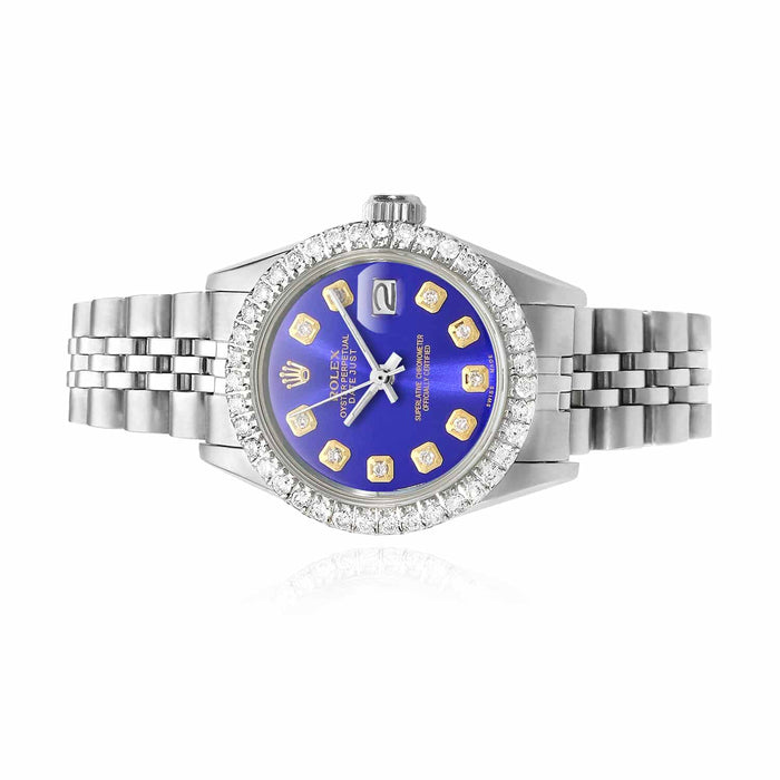 Rolex Datejust 26mm Custom Jubilee Band Diamond Bezel Blue Dial Watch - WJD Exclusives