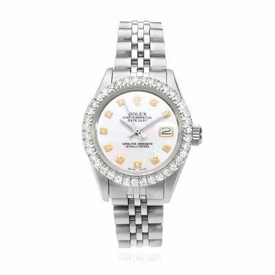 Rolex Datejust 26mm Custom Jubilee Band Diamond Bezel White Pearl Dial Watch - WJD Exclusives
