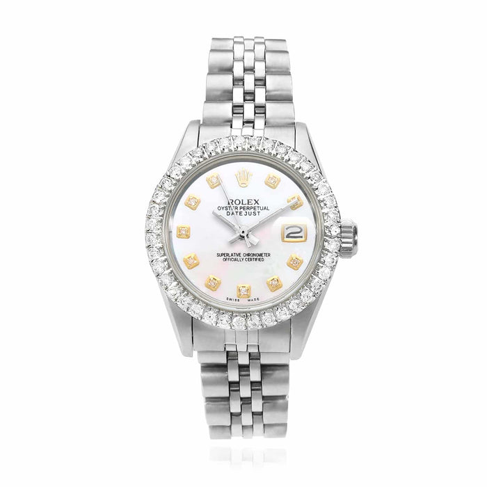 Rolex Datejust 26mm Custom Jubilee Band Diamond Bezel White Pearl Dial Watch - WJD Exclusives