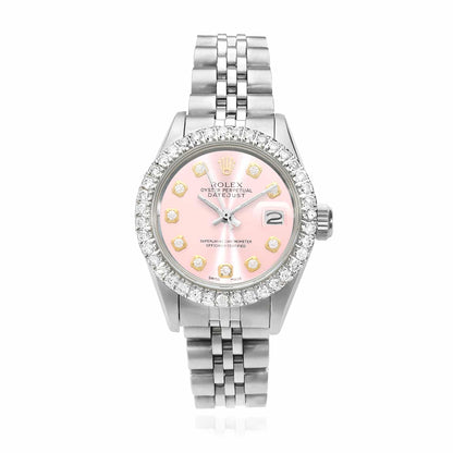 Rolex Datejust Custom Jubilee Band Diamond Bezel Pink Dial 26mm Watch