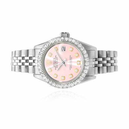 Rolex Datejust Custom Jubilee Band Diamond Bezel Pink Dial 26mm Watch